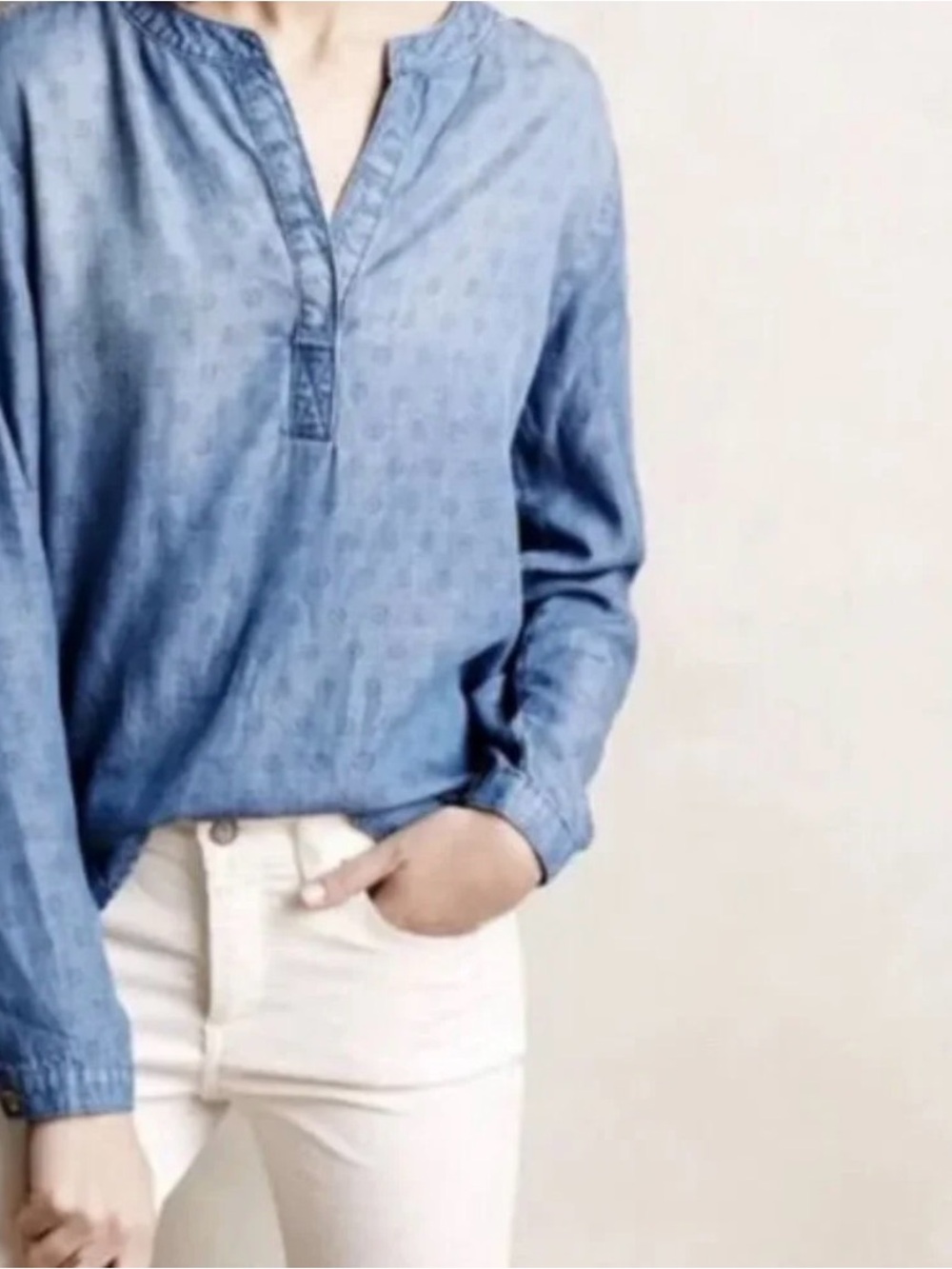 cloth & stone Indigo Chambray V-Neck Tunic